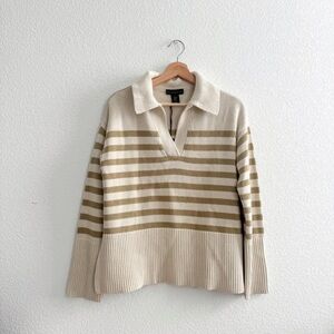 House of Harlow Striped Beige and Cream Sweater Size L
